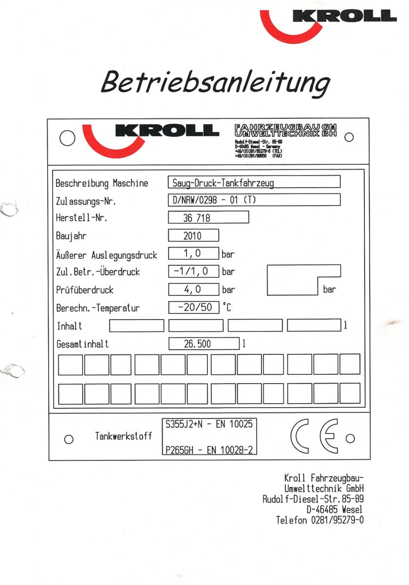 ANDERE – KROLL Saug-Druck-Tankfahrzeug | K1,0-1,0-26,0/36 - Bild 4