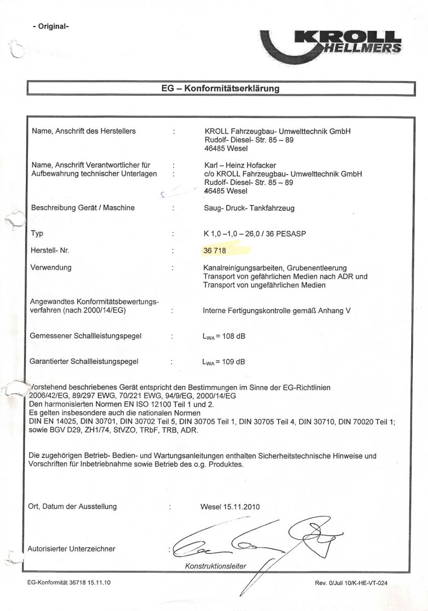 ANDERE – KROLL Saug-Druck-Tankfahrzeug | K1,0-1,0-26,0/36 - Bild 5